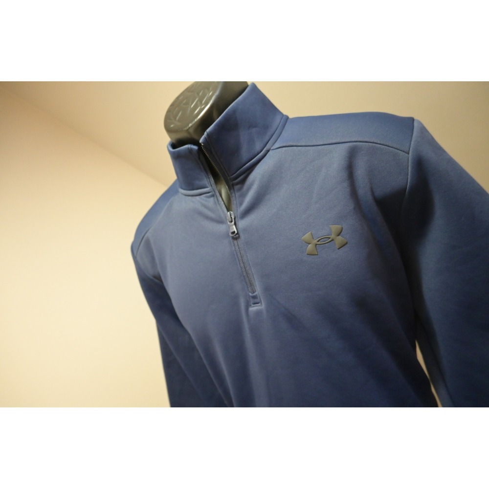 Under Armour 1/4 Zip Golf Pullover Jacket Mens Medium Blue Loose Fleece‎ EUC
